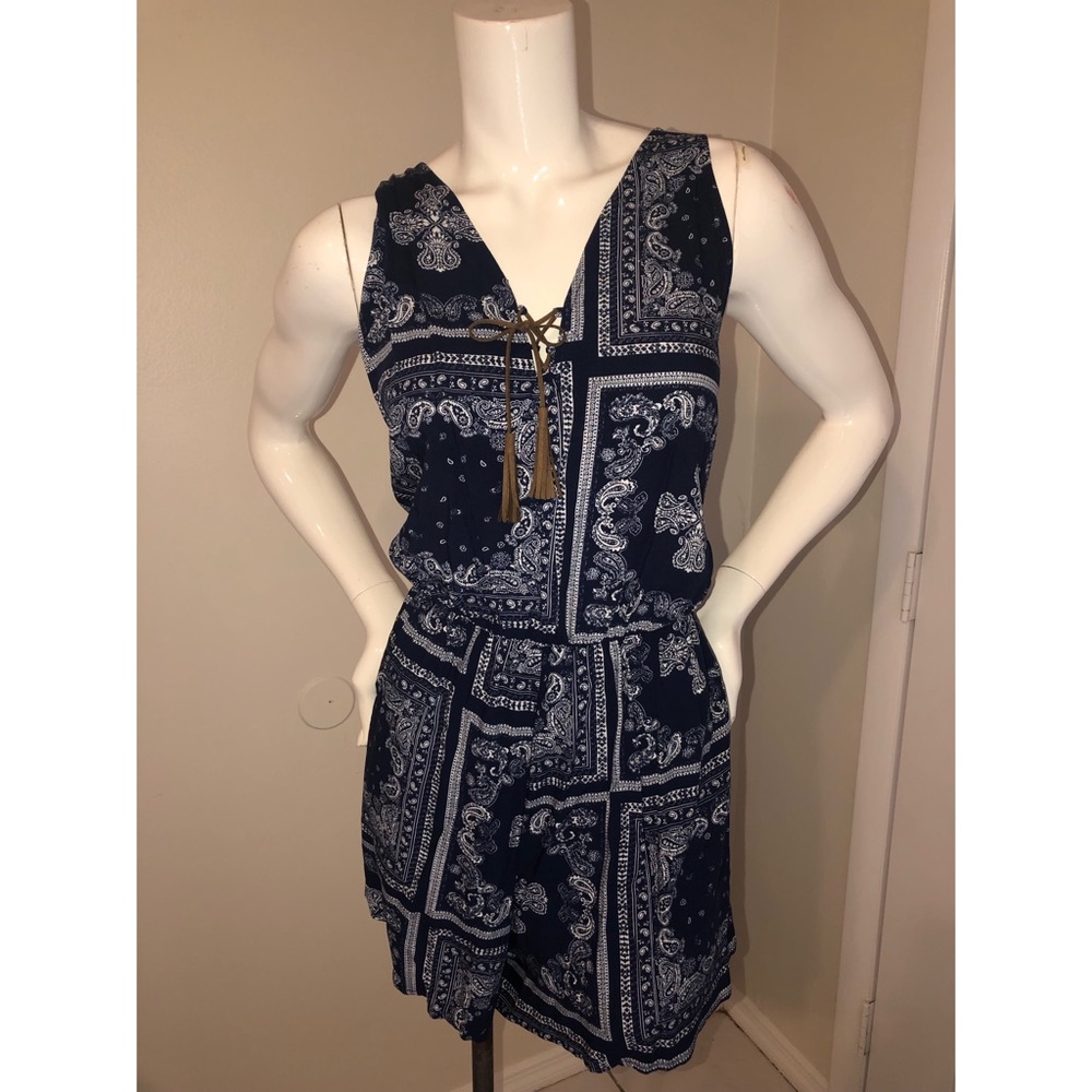 Almost Famous Navy Blue Romper Size Large